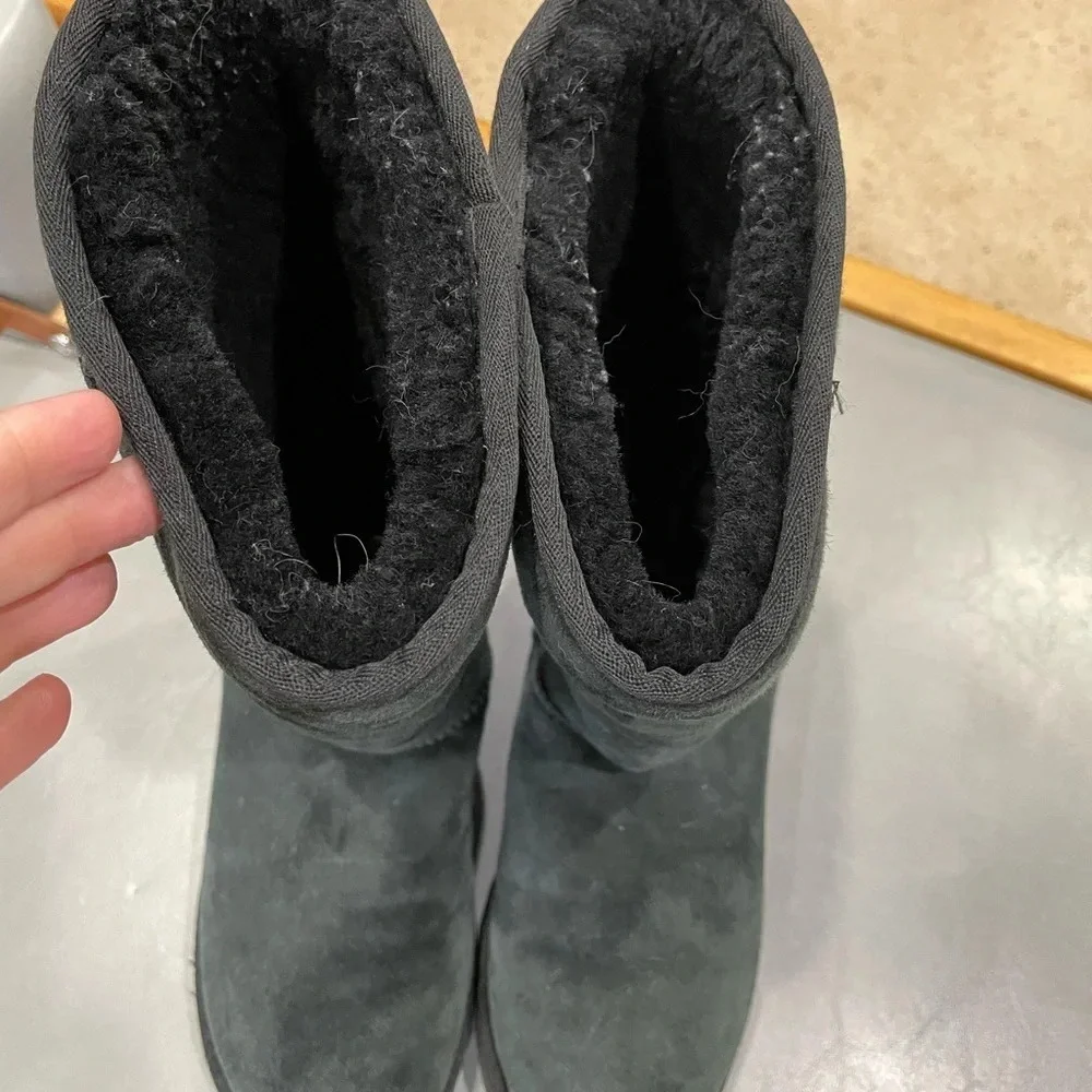 Uggs Womens Size 8 Classic Tall II Suede Sheepskin Boots Black Ugg